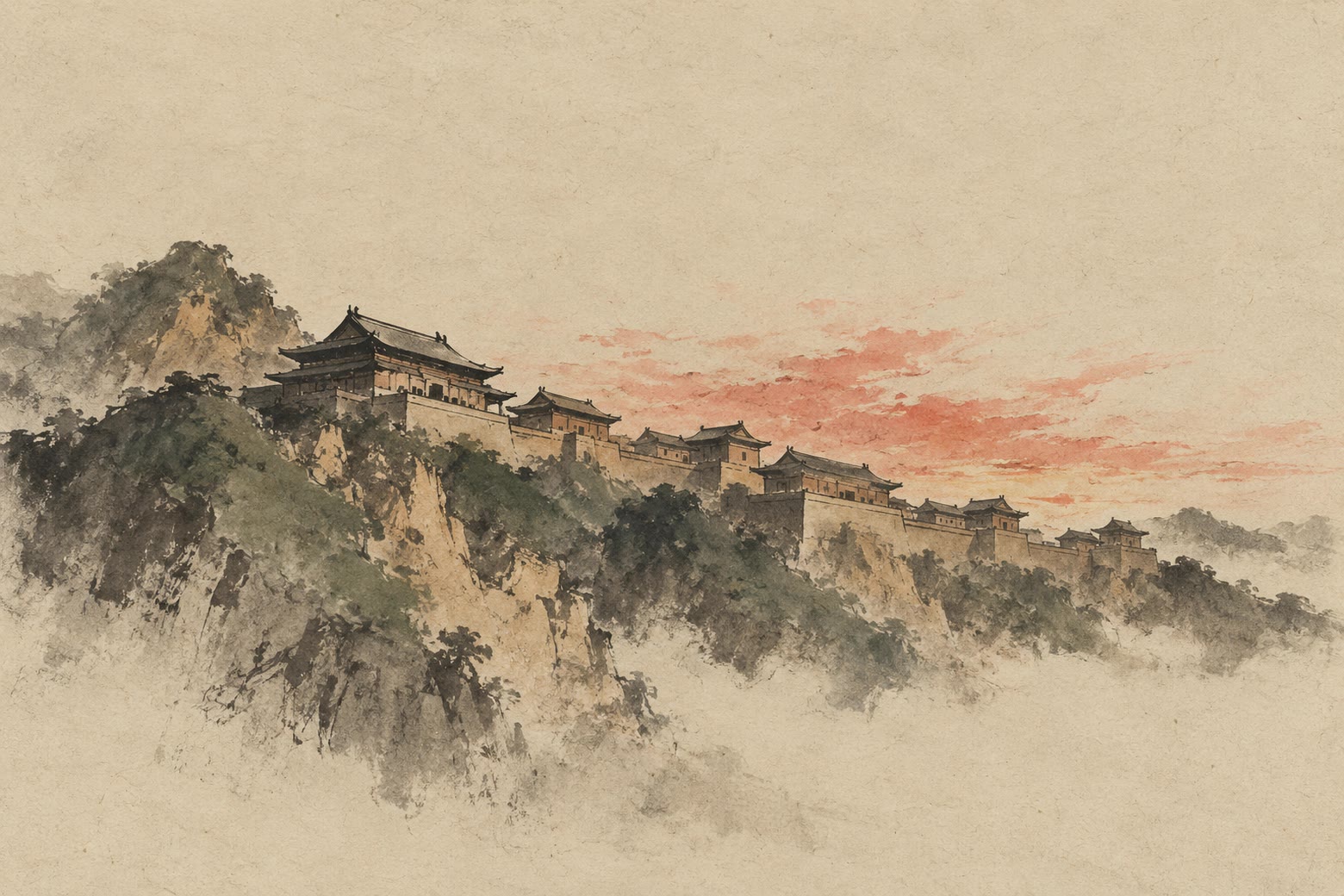 驼峰拥翠 · 据志的记述作 · 施色 合成 · 定稿 书匠
