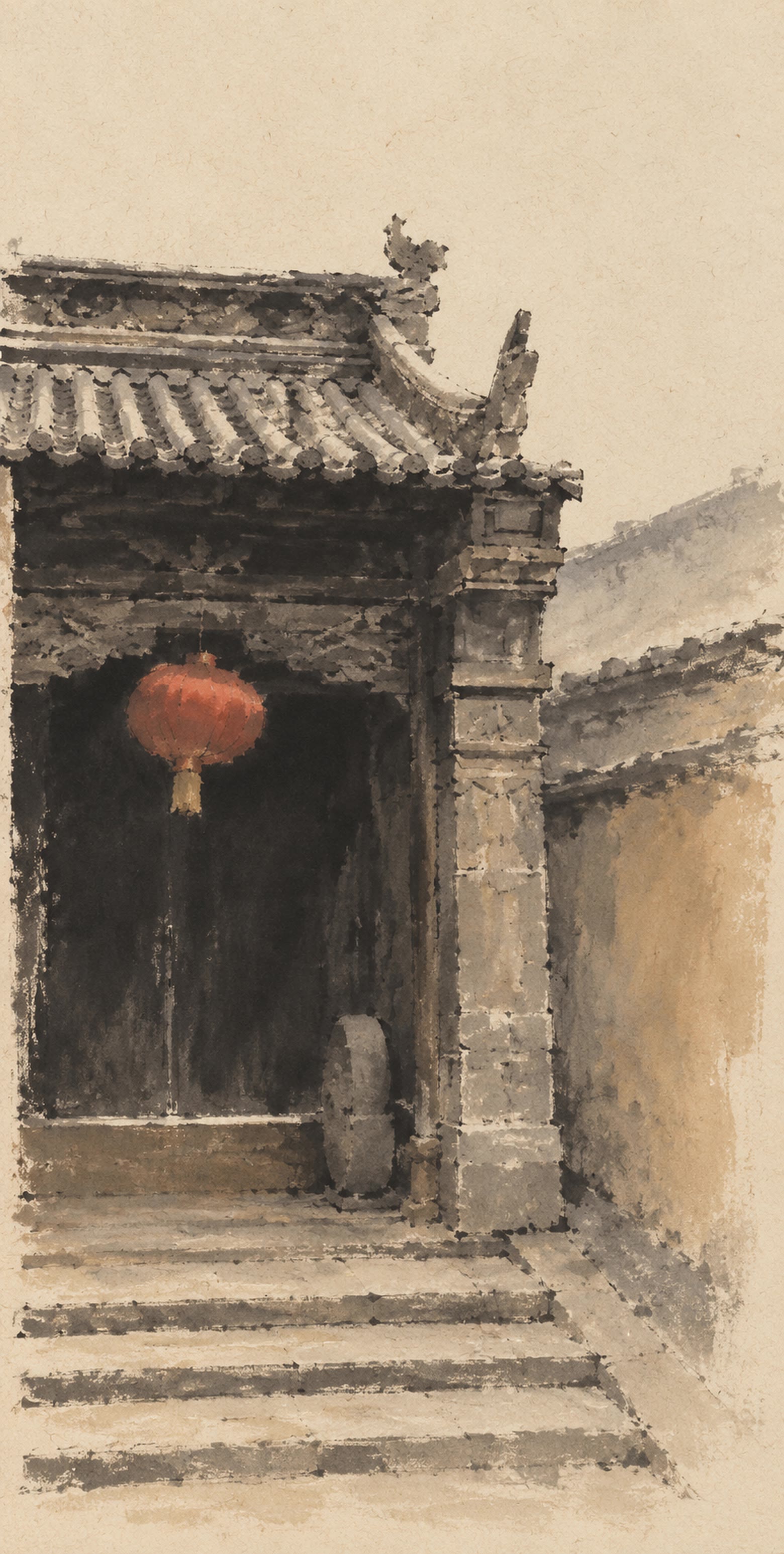 依仁堂的正大门 · 据照片作 · 施色 合成 · 定稿 书匠
